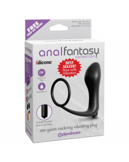 Plug Vibrador con Anillo Pene Color Negro