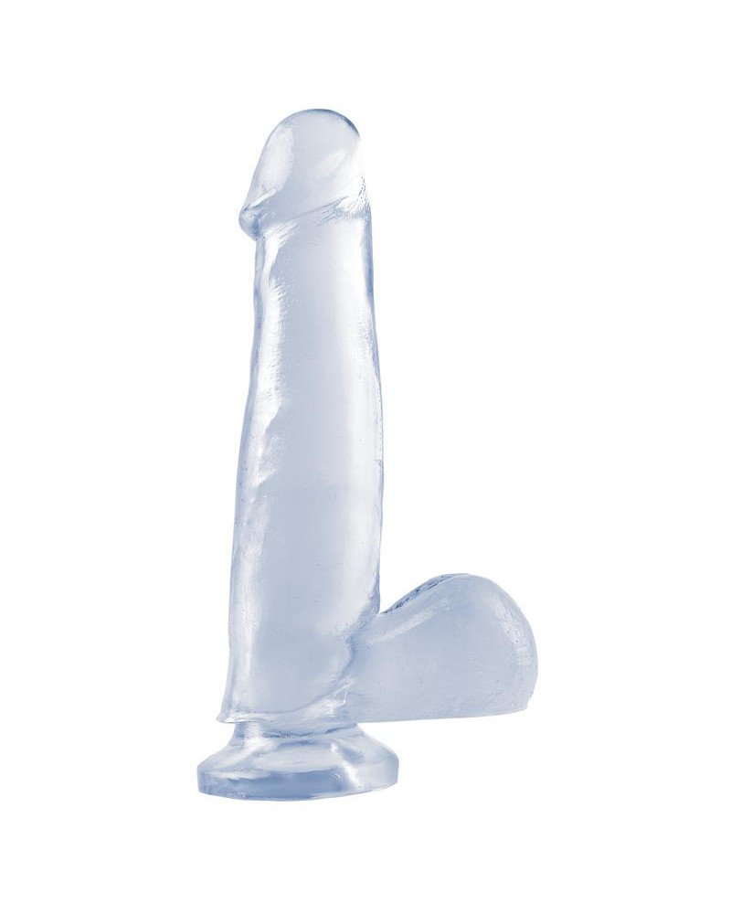 Dildo con Testiculos y Ventosa Transparente 19 cm