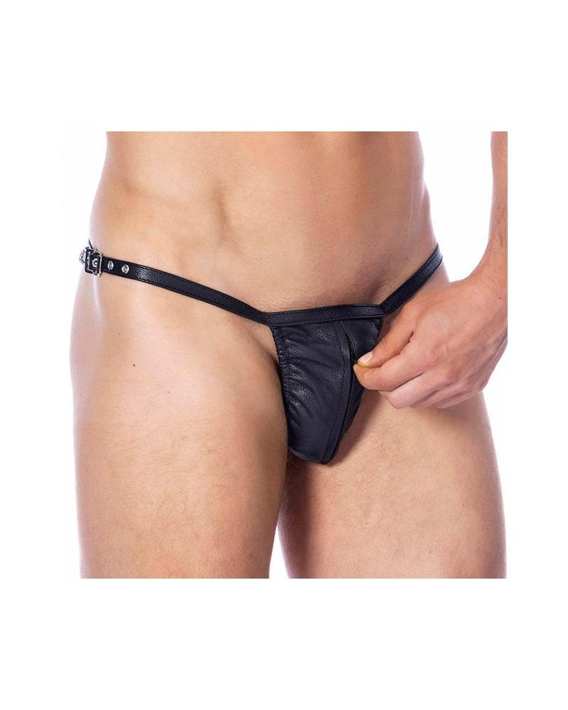 Tanga de Cuero Ajustable con Cremallera Talla unica