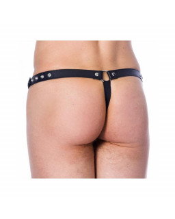 Tanga de Cuero Ajustable con Abertura