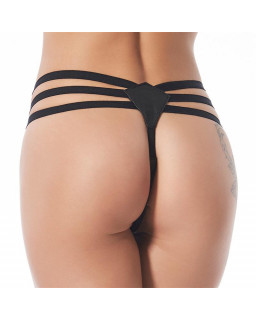 Tanga Cuero Negro Talla unica