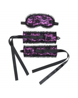 Rimba Bondage Play Esposas y Mascara Estilo Burlesque Color Purpura