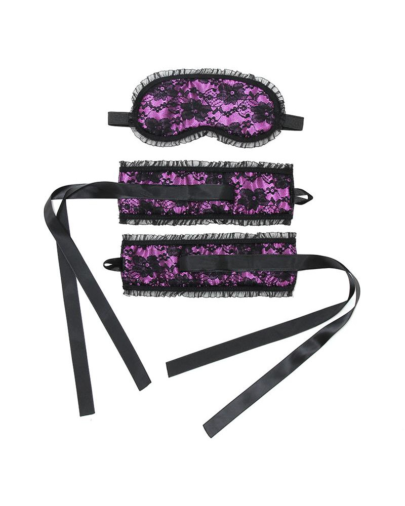 Rimba Bondage Play Esposas y Mascara Estilo Burlesque Color Purpura