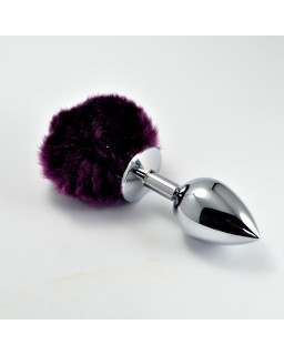 Plug Anal de Metal con Pompon Purpura Talla S