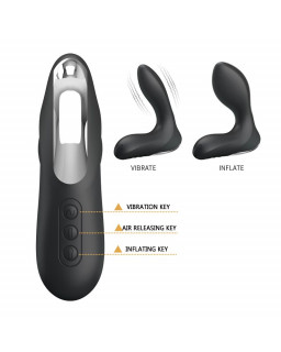 Estimlador Anal Inflable Leonard Silicona USB Negro