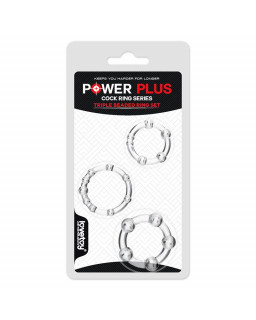 Pack de 3 Anillos para el Pene Power Plus Triple Transparentes