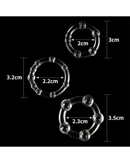 Pack de 3 Anillos para el Pene Power Plus Triple Transparentes