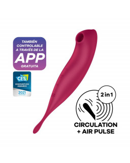 Twirling Pro Succionador y Vibrador APP Satisfyer Connect Dark Red