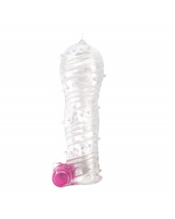 Funda para el Pene Texturizada con Bala Vibradora Transparente