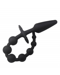 Plug Anal con Cadena Anal Silicona Negro