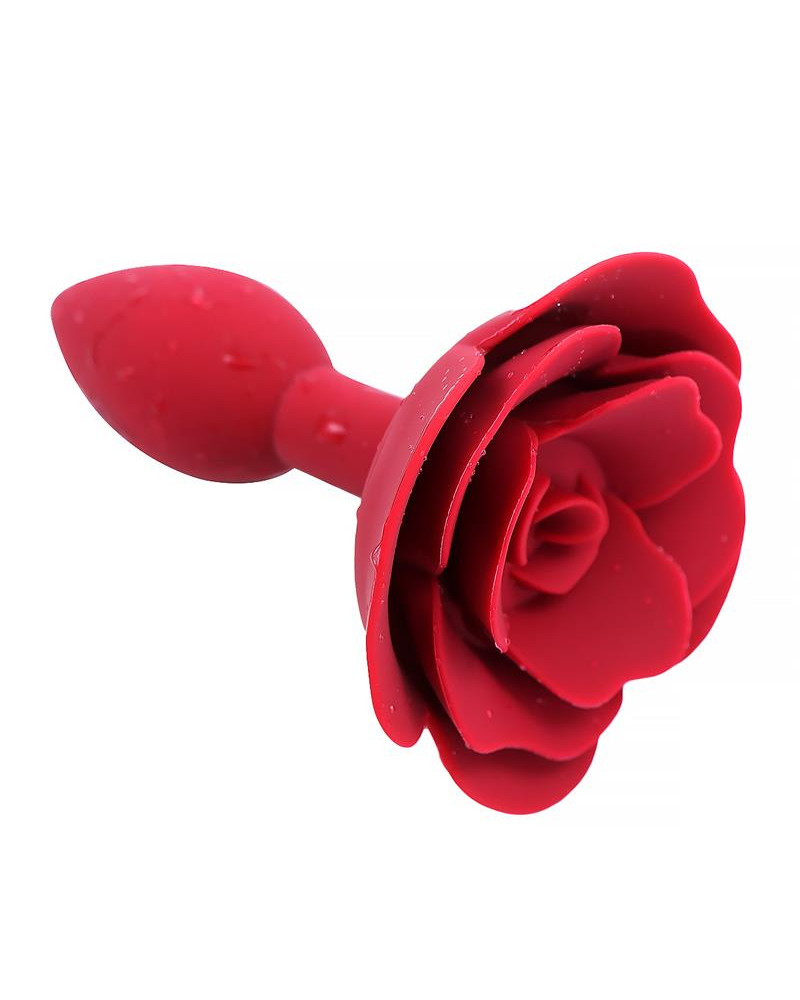 Plug Anal de Silicona con Rosa Rojo