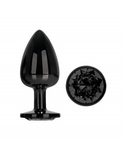 Blackgem Plug Anal Metalico con Joya Negro Talla L