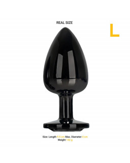 Blackgem Plug Anal Metalico con Joya Negro Talla L