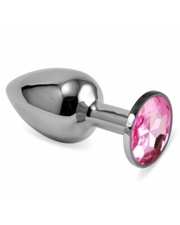 Plug Anal Plateado Rosebud Classic con Joya Rosa Talla S