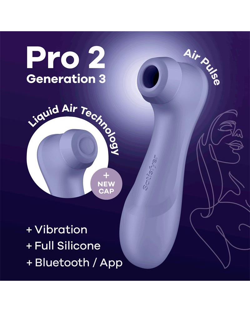 Pro 2 Genera 3 Liquid Air Technology Succion y Vibracion APP Connect Lilac