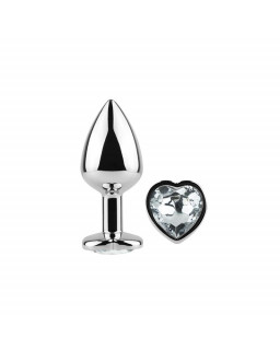 Plug Anal de Metal Corazon Transparente Talla S