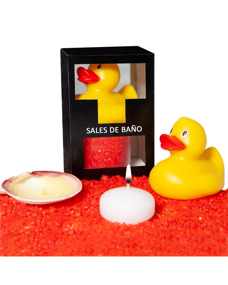 Set Sales Bano Aroma Frutos Rojos Pato Vela y Concha 150 gr