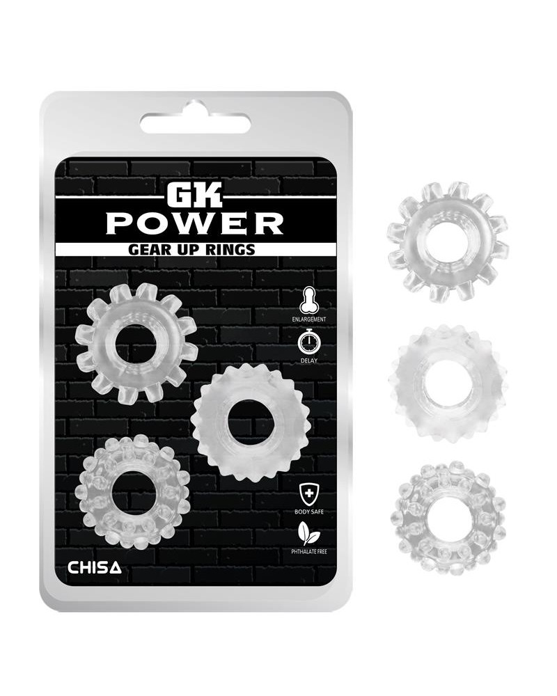 Kit 3 Anillos Pene Gear Up Transparente