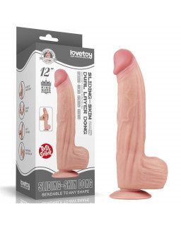 Dildo Dual Layer Piel Retractil 12