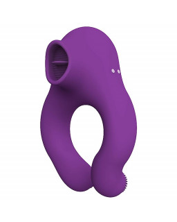 Fenda Anillo Vibrador con Lengua Estimulador y Control Remoto 3 Motores USB Magnetico