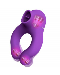 Fenda Anillo Vibrador con Lengua Estimulador y Control Remoto 3 Motores USB Magnetico