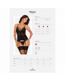 Diyosa Corset con Tanga Negro