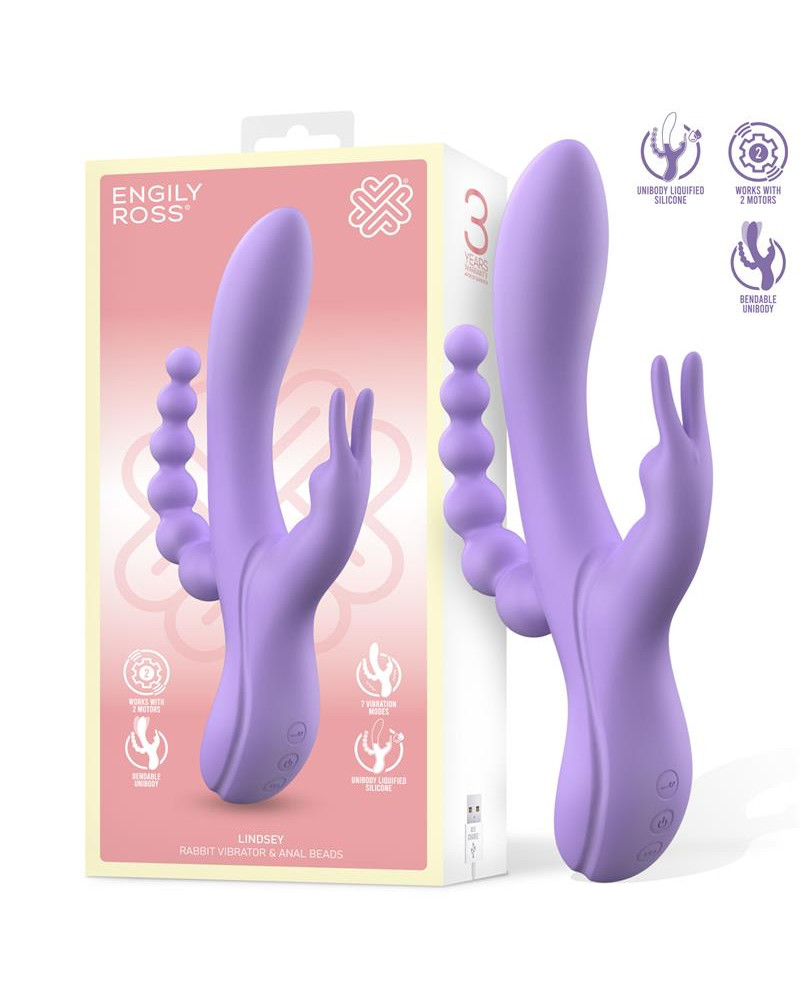 Lindsay Vibrador con Cadena Anal Silicona Liquida Unibody Flexible 2 Motores