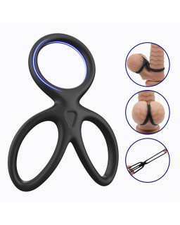 Anillo Triple Pene y Testiculos Silicona Liquida Flexible