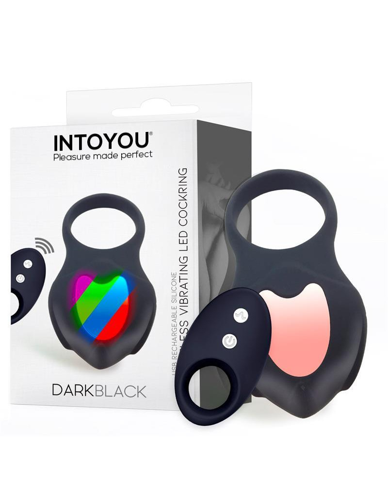 Darkblack Anillo Vibrador con Led Control Remoto USB Silicona