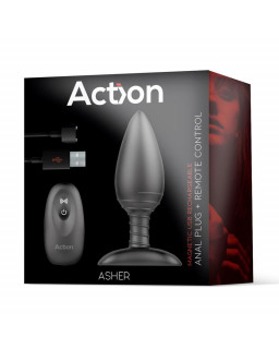 Asher Plug Anal con Control Remoto USB Magnetico Negro