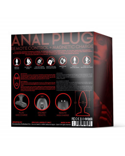 Asher Plug Anal con Control Remoto USB Magnetico Negro