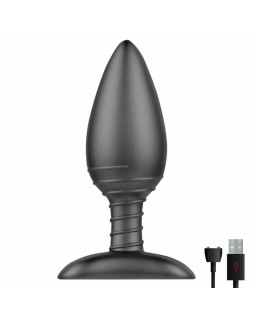 Asher Plug Anal con Control Remoto USB Magnetico Negro