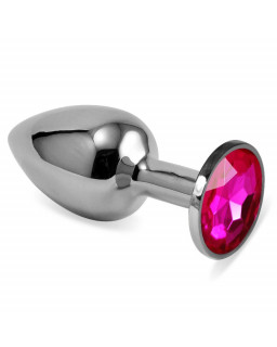 Plug Anal Plateado Rosebud Classic con Joya Fuchsia Talla S