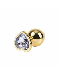 Clear Heart Plug Anal Dorado con Joya Talla M