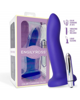 Dildo con Vibracion que Cambia de Color Azul a Purpura Talla M 17 cm