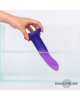 Dildo con Vibracion que Cambia de Color Azul a Purpura Talla M 17 cm