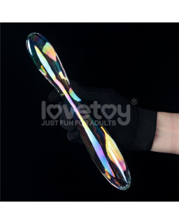 Dildo de Cristal que Brilla en la Oscuridad Twilight Gleam Double Delight