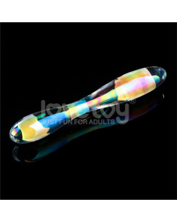 Dildo de Cristal que Brilla en la Oscuridad Twilight Gleam Double Delight