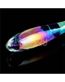 Dildo de Cristal que Brilla en la Oscuridad Twilight Gleam Double Delight