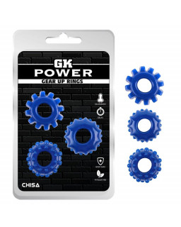 Kit 3 Anillos Pene Gear Up Azul