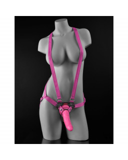 Arnes con Tirantes y Dildo 19 cm 7 Rosa