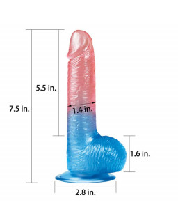 Dildo Dazzle Studs 75 Rosa y Azul