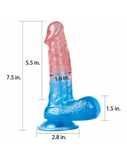 Dildo Dazzle Studs 75 Rosa y Azul