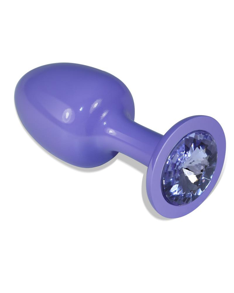 Plug Anal de Metal Purpura Rosebud con Joya Azul