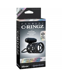 Fantasy C Ringz Jaula Vibradora de Silicona para el Pene Color Negro