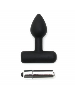 Rimba Latex Play Plug Anal con Bala Vibradora Color Negro