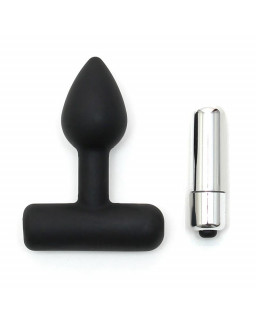 Rimba Latex Play Plug Anal con Bala Vibradora Color Negro