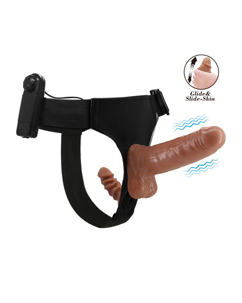 Arnes con Dildo Doble Retractil con Vibracion