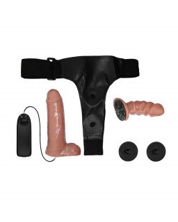 Arnes con Dildo Doble Retractil con Vibracion