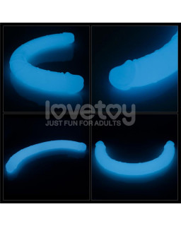 Dildo Doble Lumino Luz Azul 185